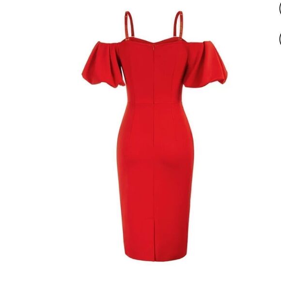 Belle Poque Two-Way Ruched Spaghetti Straps Off-Shoulder Bodycon Cocktail Dress - Picture 4 of 15
